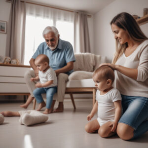 hogar con abuelos y bebes contaminado interior de una casa